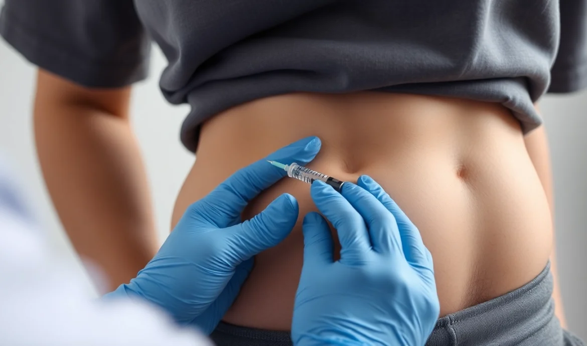 Fettwegspritze Zürich: Medical professional performing a precise injection for fat reduction in Zürich clinic for targeted body contouring