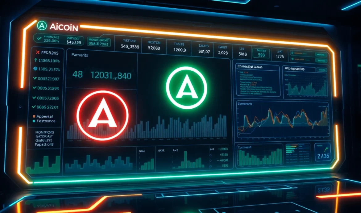 Aicoin digital currency platform showing real-time market data and analytical charts for